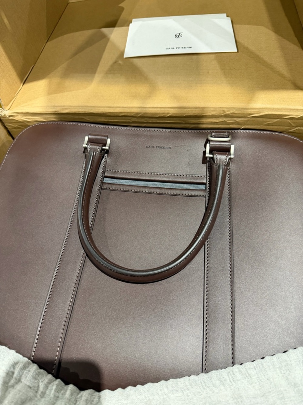 Carl Friedrik Palissy Double Brown Leather briefcase